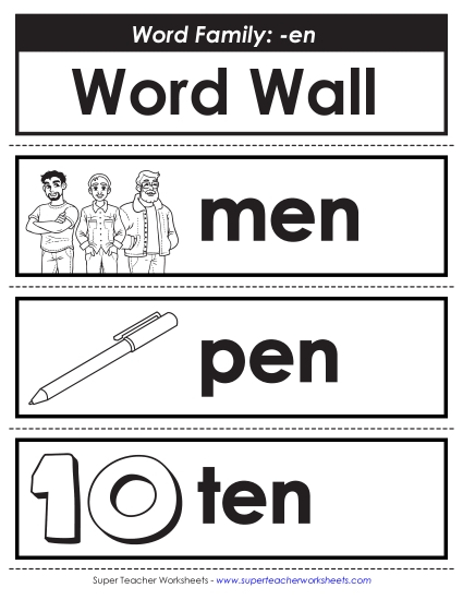 New Word Wall: -en Words Worksheet New Word Wall: -en Words Worksheet