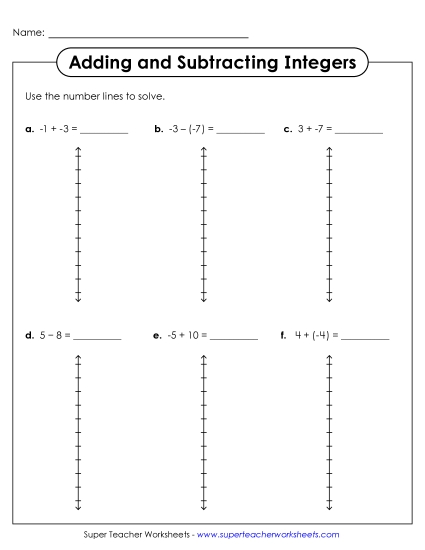 New Adding and Subtracting Integers with Vertical Number Lines Worksheet New Adding and Subtracting Integers with Vertical Number Lines Worksheet