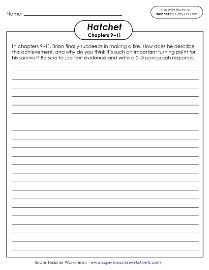 New Chapters 9–11 Writing Prompt: Fire Worksheet New Chapters 9–11 Writing Prompt: Fire Worksheet