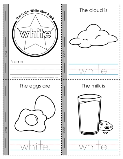 New The Color White Mini Book Worksheet