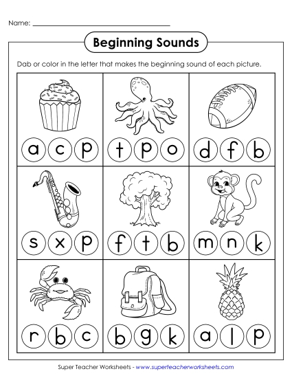 New Dab or Color Worksheet 1 Worksheet