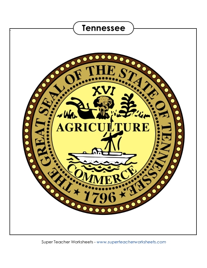 Tennessee State Seal (Full-Color Version) States Individual Worksheet