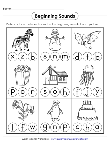 New Dab or Color Worksheet 3 Worksheet
