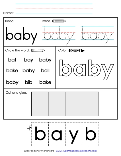 Worksheet 2: Baby Sight Words Individual Worksheet