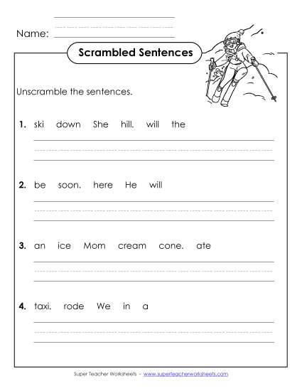 Scrambled Sentences (A-11) Spelling A Worksheet