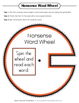 Nonsense Word Wheel Nonsense Words Worksheet