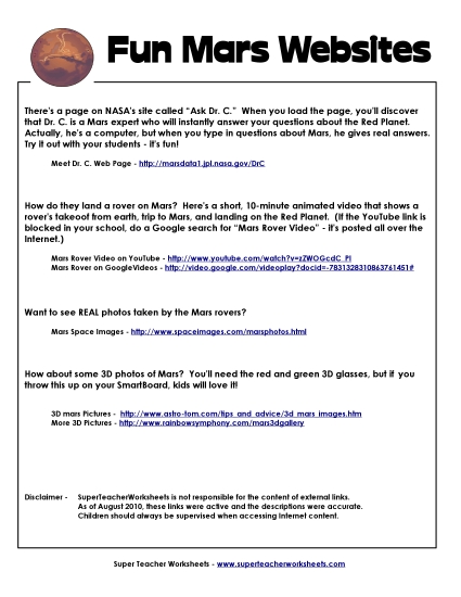 Preview image for Fun Mars Websites