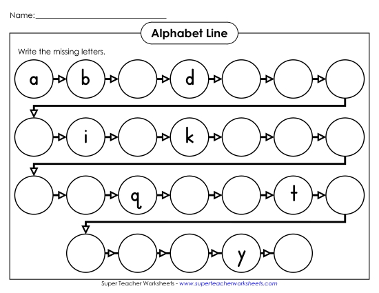Alphabet Line (Lower-Case) Worksheet