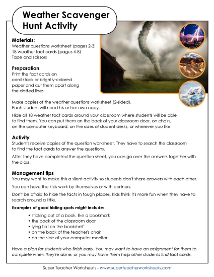 Weather Scavenger Hunt Worksheet