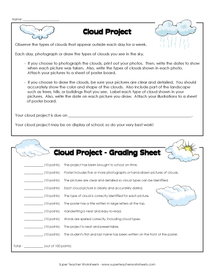 Cloud Types - Project Weather Worksheet