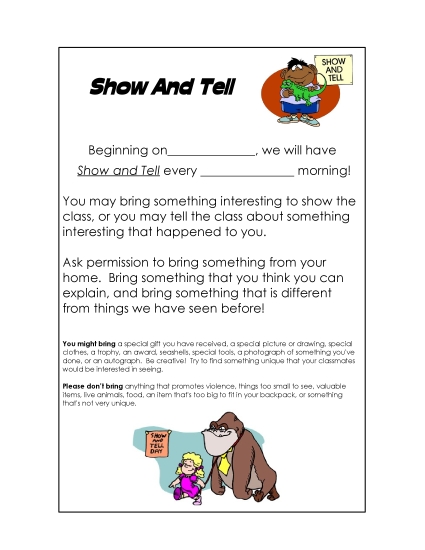 Preview image for Show and Tell Note