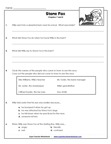 Questions for Chapters 7 & 8 Books Worksheet