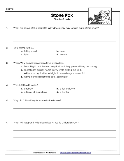 Questions for Chapters 3 & 4 Books Worksheet