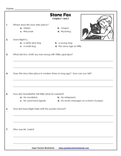 Questions for Chapters 1 & 2 Free Books Worksheet
