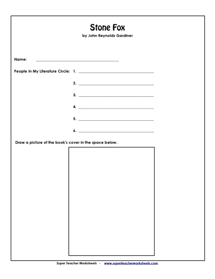 Lit Circles: Cover Page Books Worksheet