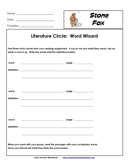 Lit Circles: Word Wizard Books Worksheet