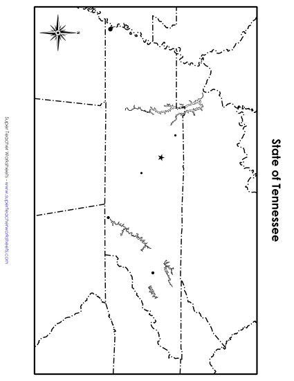 Tennessee Map (Blank Cities) State Maps Worksheet