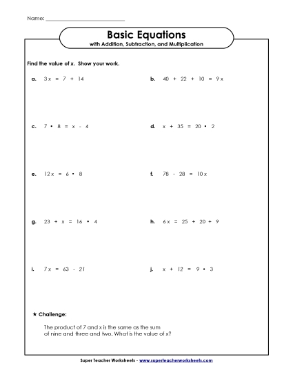Preview image for Equations: Add, Subtract, Multiply