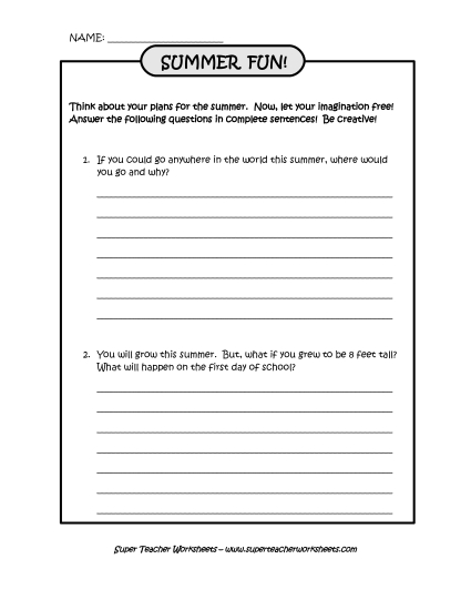 Preview image for Summer Fun!  Creative Writing
