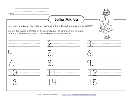 Letter Mix-Up: Seuss (Primary) Drseuss Worksheet