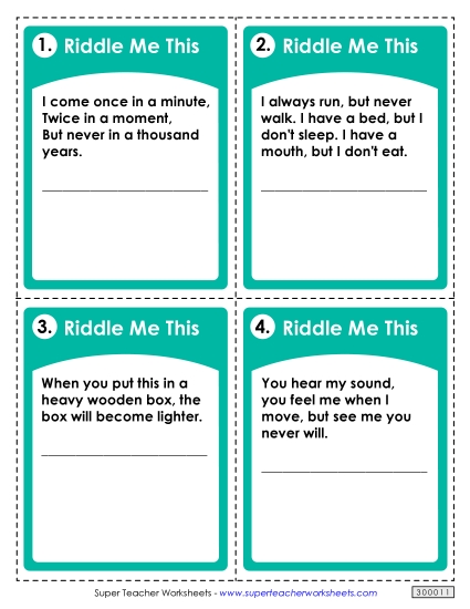 Thinking Riddles Free Brainteasers Worksheet