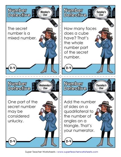 D4 - Six and Seven Thirteenths Number Detective Worksheet