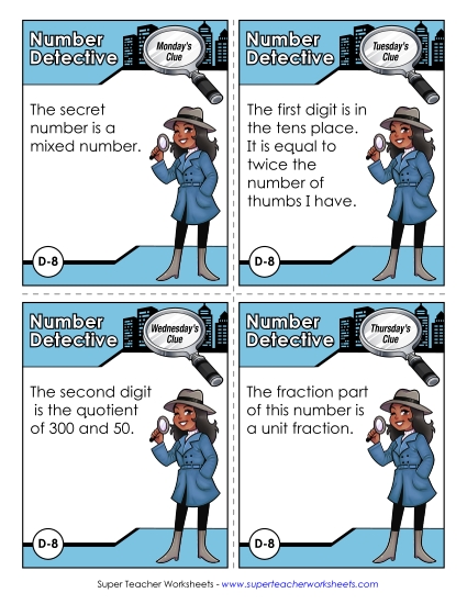 D8 - Forty-Six and a Quarter Number Detective Worksheet
