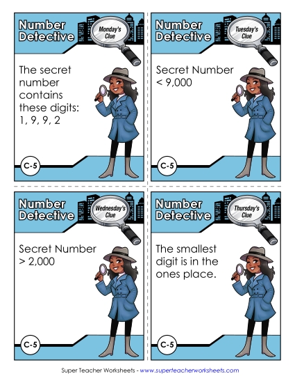 C5 - Two Thousand, Nine Hundred Ninety-One Number Detective Worksheet