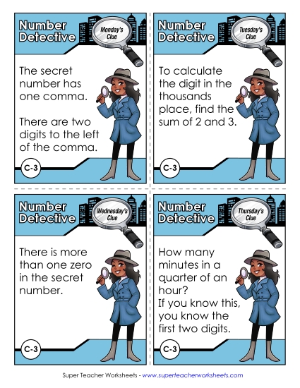 C3 - Fifteen Thousand Number Detective Worksheet