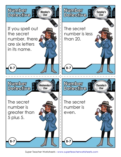 B7 - Twelve Number Detective Worksheet