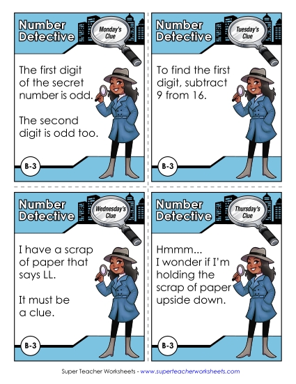 B3 - Seventy-Seven Number Detective Worksheet