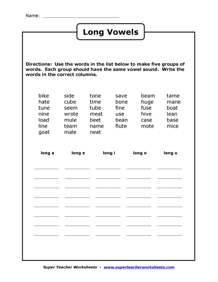 Preview image for Long Vowel Sort