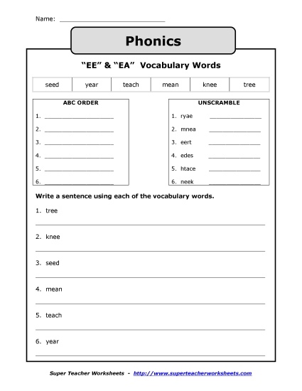 Preview image for Words with EE and EA