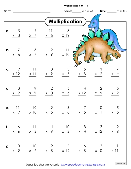 Preview image for Multiplication Basic Facts 0 - 11