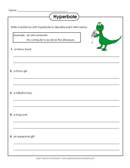 Writing Hyperbole Sentences Free Worksheet
