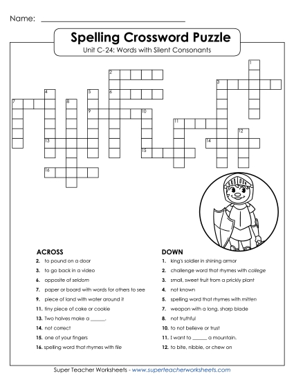 Crossword Puzzle (C-24) Spelling C Worksheet