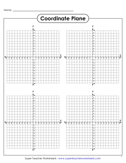 aBlank Coordinate Planes (4 per page, -10 to 10)