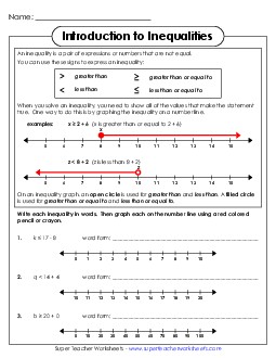 Preview image for Introduction to Inequalities (Single Step; Basic)