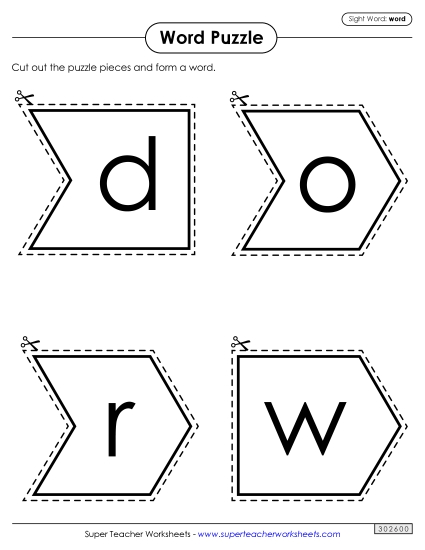 Word Puzzle: Word Sight Words Individual Worksheet