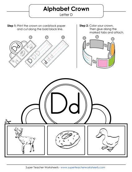 Letter D Crown Alphabet Worksheet
