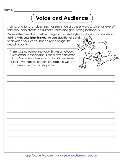 New Writing to an Audience: Best Friend Worksheet