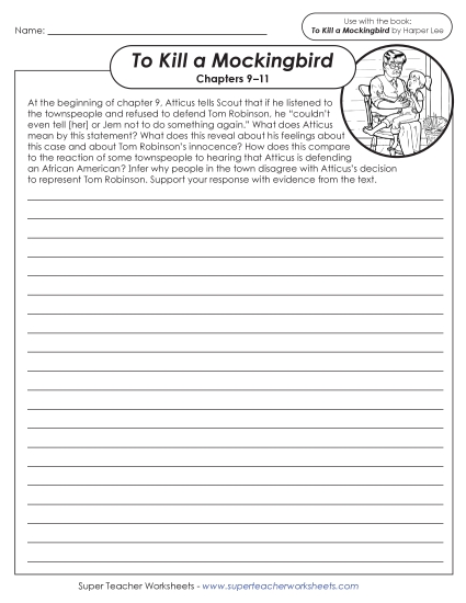 New Writing Prompt: Atticus & Tom Robinson Worksheet New Writing Prompt: Atticus & Tom Robinson Worksheet