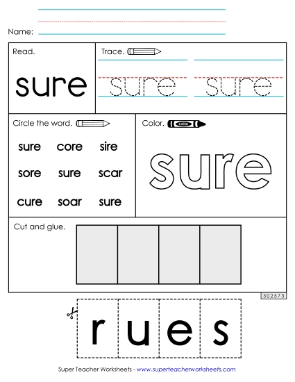 Worksheet 2: Sure Sight Words Individual Worksheet