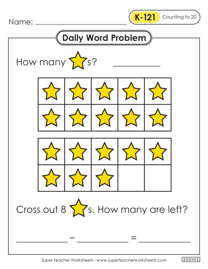 Daily Word Problems  K-121 through K-125 Worksheet
