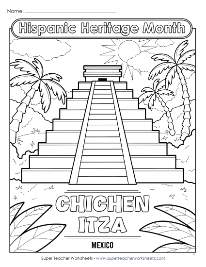 New Chichén Itzá Coloring Page Worksheet