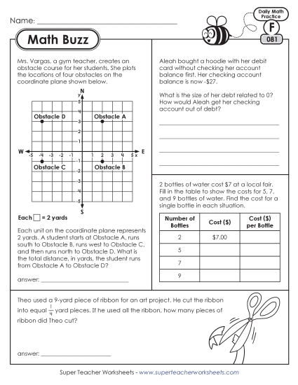New 6th Grade Math Buzz: Week 17<br>Worksheets 81 through 85 Worksheet New 6th Grade Math Buzz: Week 17<br>Worksheets 81 through 85 Worksheet