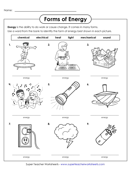New Identifying Forms of Energy Worksheet New Identifying Forms of Energy Worksheet