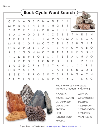 New Rock Cycle Word Search Worksheet New Rock Cycle Word Search Worksheet