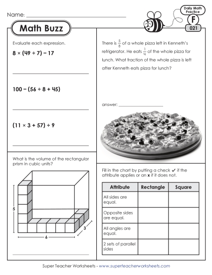 New 6th Grade Math Buzz Week 5:<br>Worksheets 21 through 25 Worksheet New 6th Grade Math Buzz Week 5:<br>Worksheets 21 through 25 Worksheet