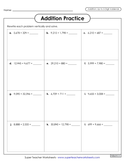 Preview image for Addition Practice: 5-digits